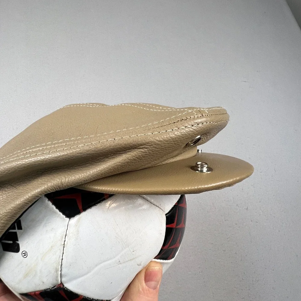 KBETHOS Flat Cap Mens L/XL Tan Genuine Leather Ivy Newsboy Driver Hat USA Made